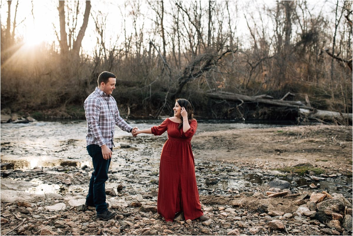 winter forest engagement session