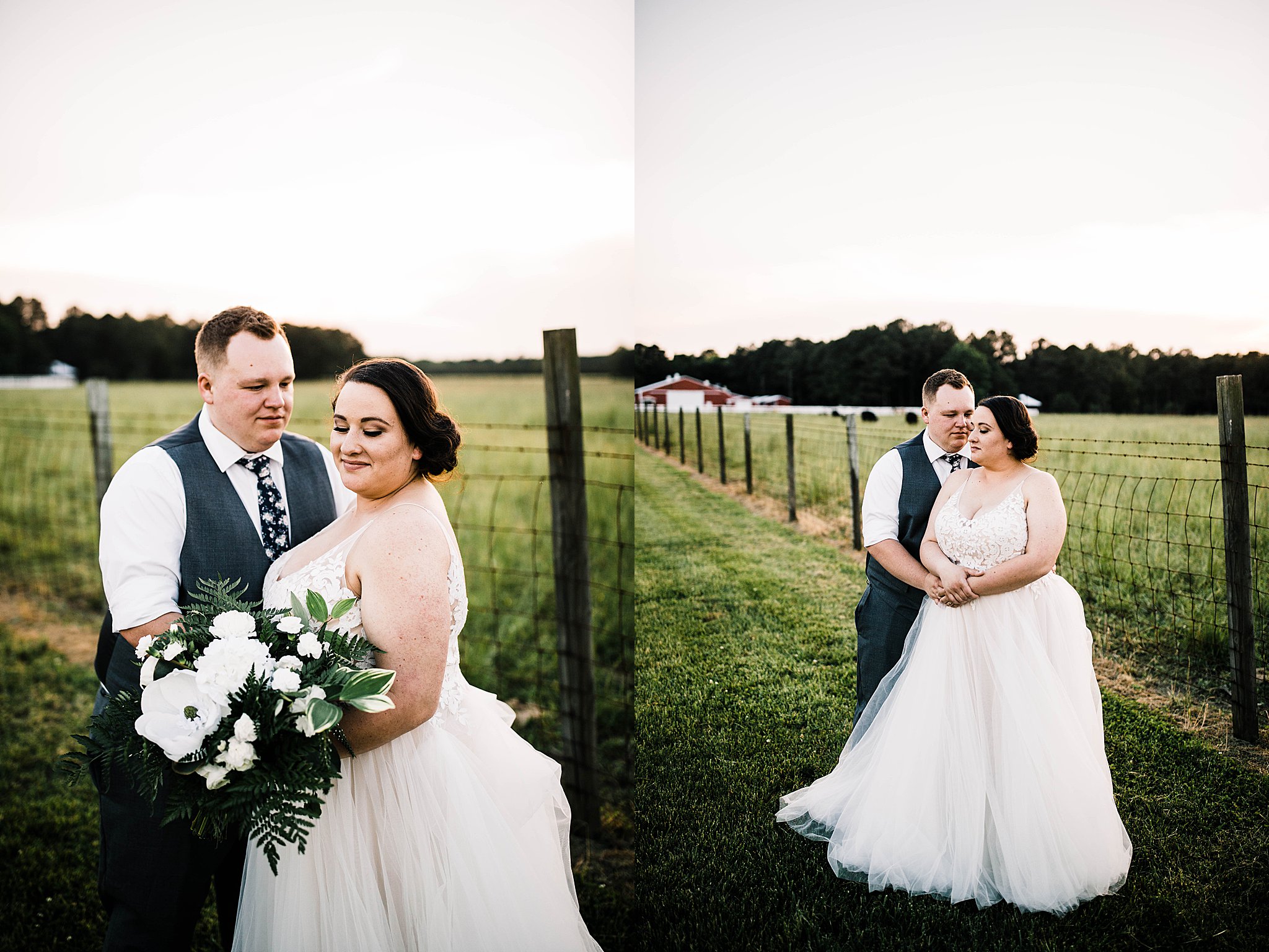 sunset bride and groom portrait sam yoder farm