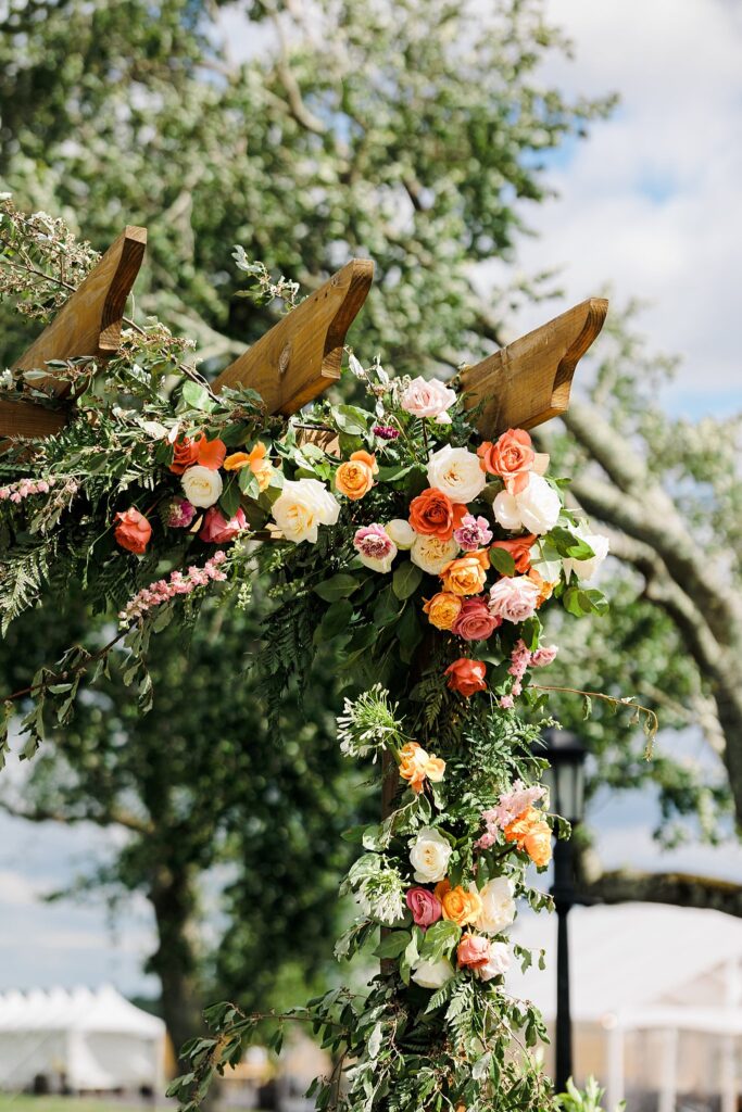 colorful wedding ceremony arch