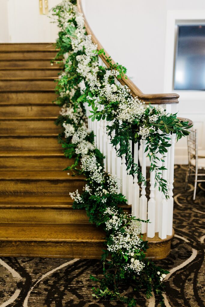 greenery staircase for a wedding
