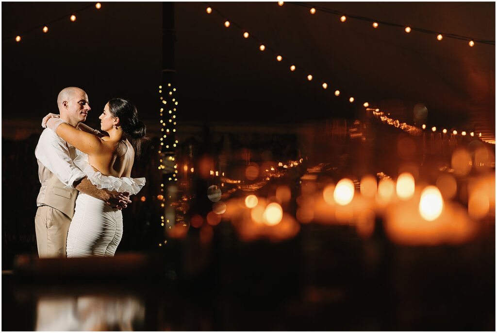 A bride and groom share a private last dance at Springton Manor Farm.